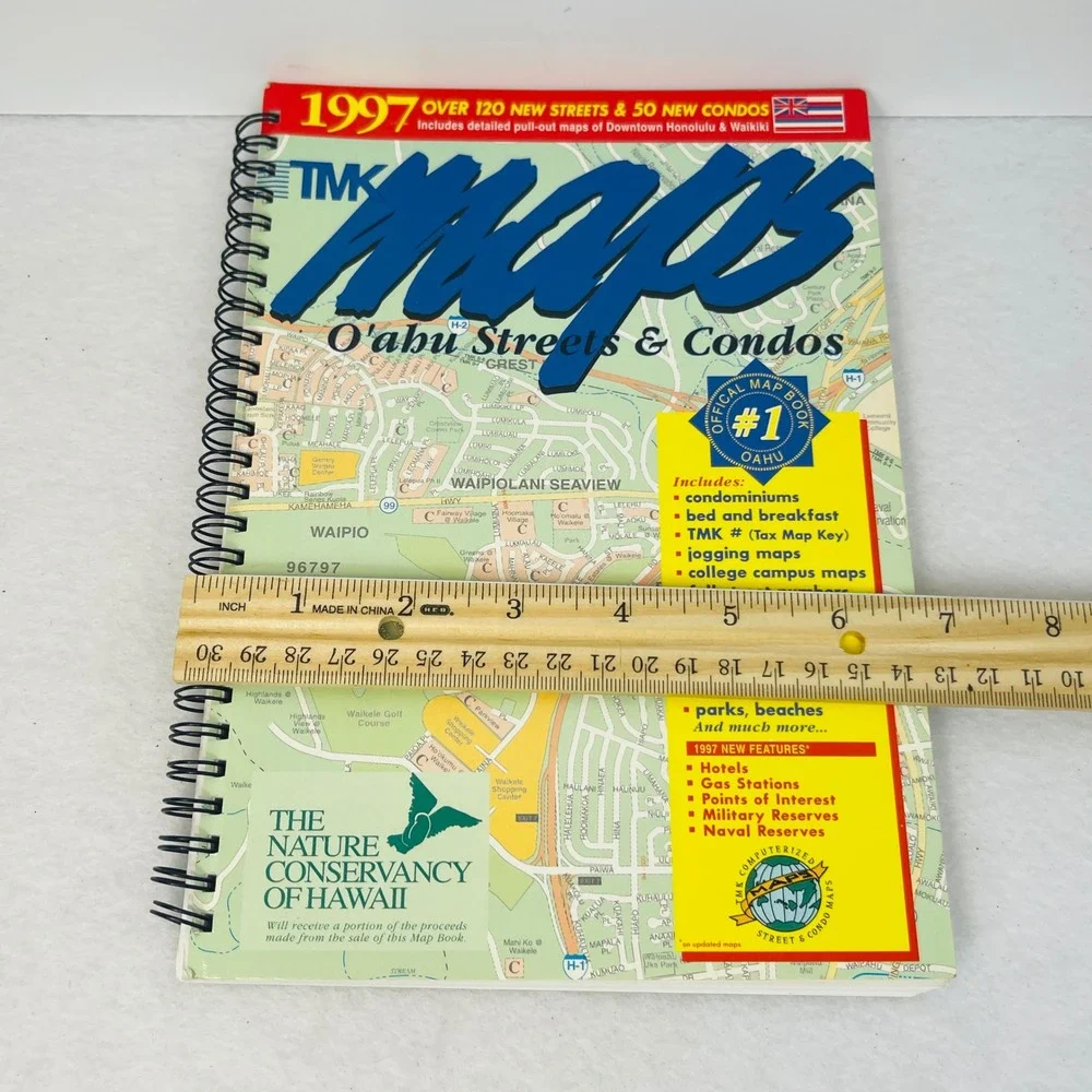 1997 TMK Maps Oahu Hawaii Streets & Condos Spiral Map Book Vintage Atlas